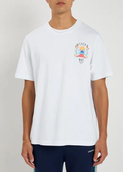 Casablanca T-shirt Girocollo Con Logo Sul Fronte In Cotone Bianca Uomo
