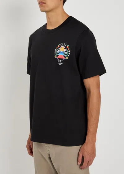 Casablanca Casa Way Mountain Printed Organic Cotton-jersey T-shirt In Black