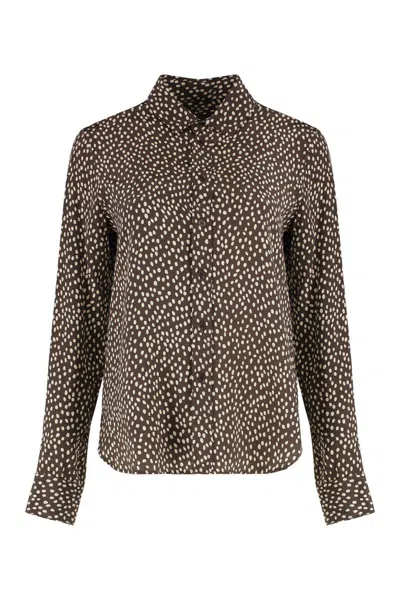 Nili Lotan Silk Shirt With Printed All-over Pattern In Brown