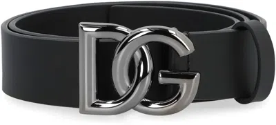 Dolce & Gabbana Men Dg Logo Leather Belt