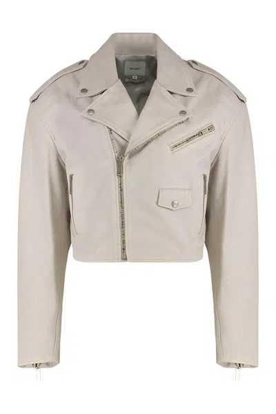 Halfboy Short Leather Jacket With Flap And Zip Pockets