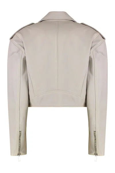 Halfboy Short Leather Jacket With Flap And Zip Pockets