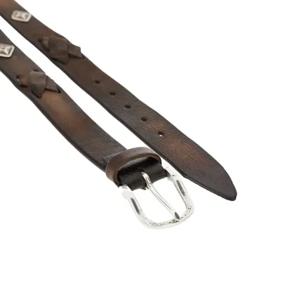 Giannifranco Belts Leather Belt With Studs And Topstitchings
