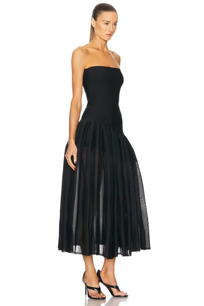 Alaïa Womens Godet Strapless Knitted Midi Dress Noir Alaia
