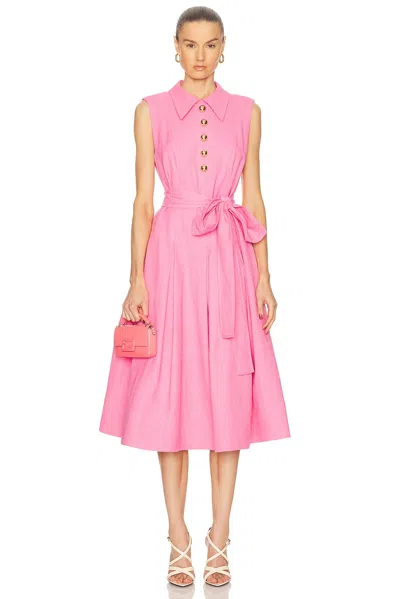 Carolina Herrera Belted Woven Midi Shirt Dress