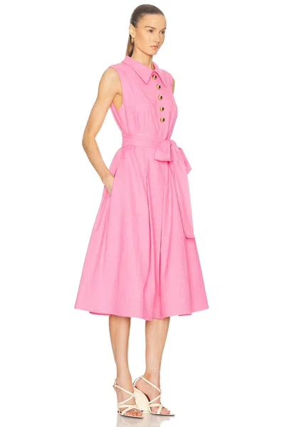 Carolina Herrera Belted Woven Midi Shirt Dress