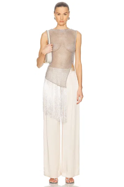 Lapointe Metallic Netting Fringe Asymmetric Top
