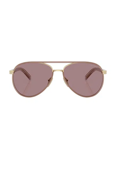 Prada 0pr B57s Steel Aviator Sunglasses In Purple
