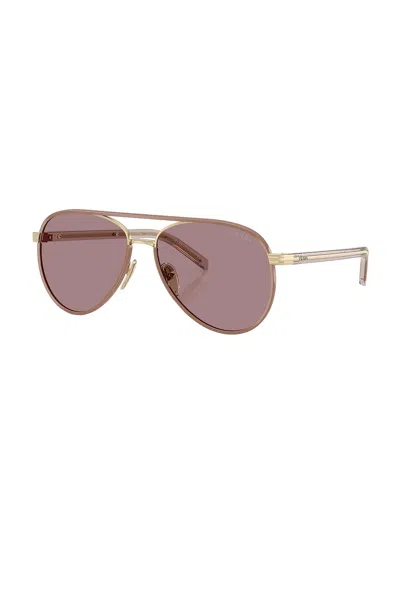 Prada 0pr B57s Steel Aviator Sunglasses In Purple
