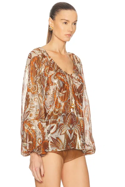 Retroféte Paisley Metallic Blouse