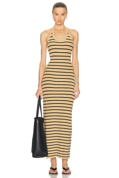 Proenza Schouler Meryl Striped Matte Viscose Rib Halter Maxi Dress