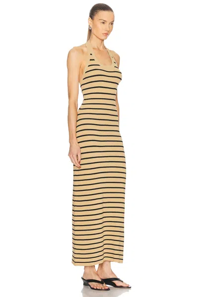 Proenza Schouler Meryl Striped Matte Viscose Rib Halter Maxi Dress