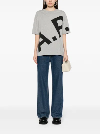 Apc A.p.c. Heathered Grey Cotton T-shirts And Polos In Gray