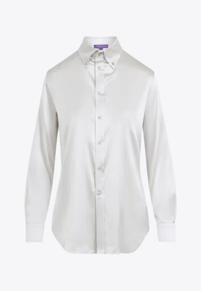Ralph Lauren Cameron Long Sleeves Silk Button Front Shirt In White