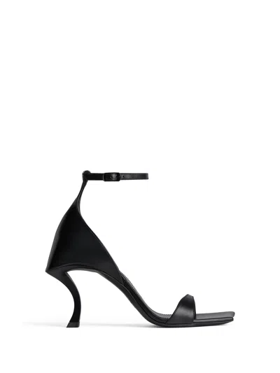 Balenciaga Squared Toe Huorg Leather Sandals 11cm