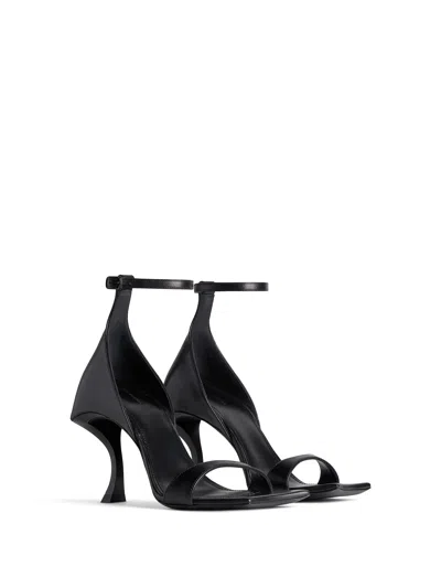 Balenciaga Squared Toe Huorg Leather Sandals 11cm