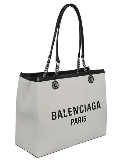 Balenciaga Heritage Chain Handle Tote Bag In White