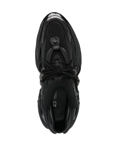 Balmain Neoprene And Leather Low-top Unicorn Sneakers In Black