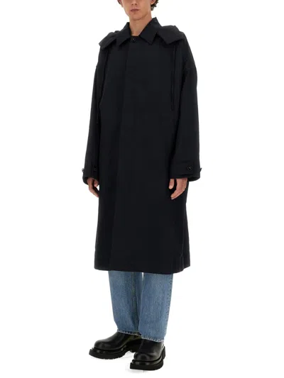 Bottega Veneta Nylon Blend Trench Coat With Buttoned Cuffs In Black