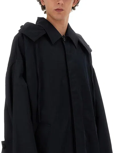 Bottega Veneta Nylon Blend Trench Coat With Buttoned Cuffs In Black