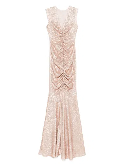 Norma Kamali Fishtail Shirred Long Dress