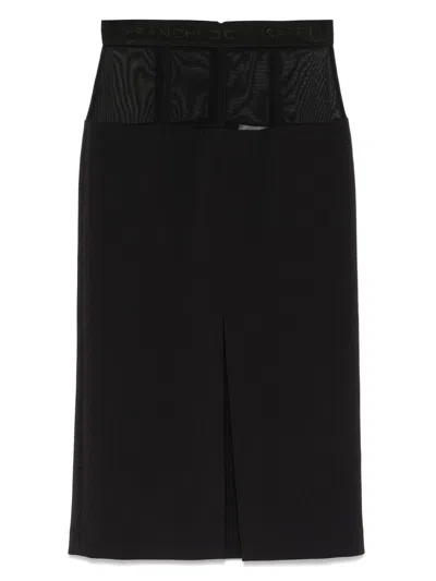 Elisabetta Franchi Fitted Black Midi Skirt