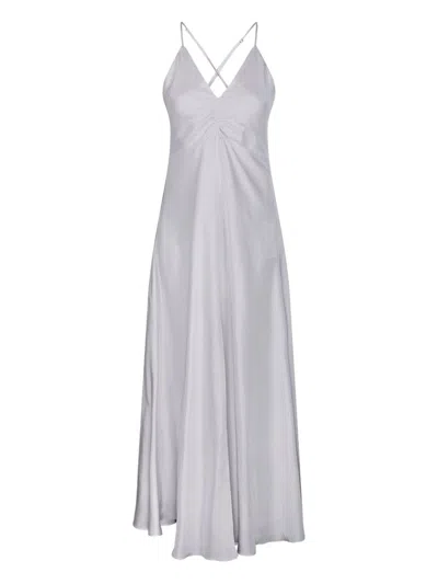 Forte Forte A-line Silver Silk Maxi Dress With Spaghetti Strap