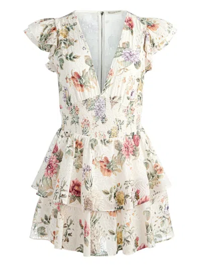 Alice And Olivia Kessie Ruffle Sleeve Romper