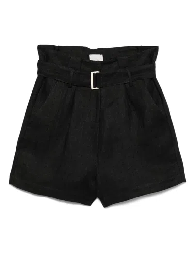 Alysi Black Linen Bermuda Shorts
