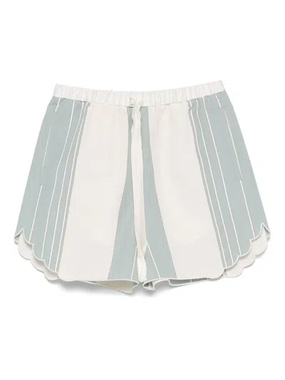 Forte Forte Chic Cotton Linen Stripe Bermuda With Embroidery