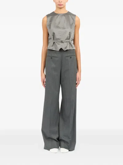 Mm6 Maison Margiela Mm6 By Maison Margiela Sleeveless Structured Jacket With Peplum Hem In Gray