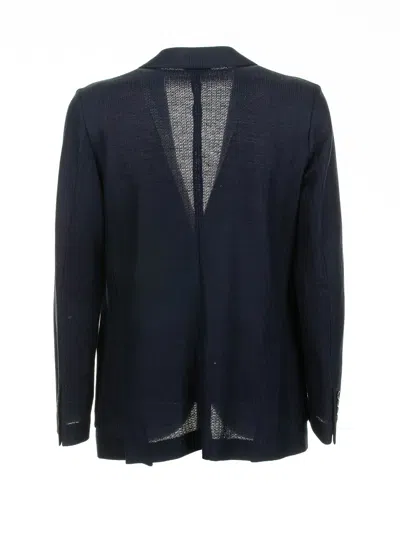 Circolo 1901 Navy Blue Single-breasted Linen And Cotton Jacket