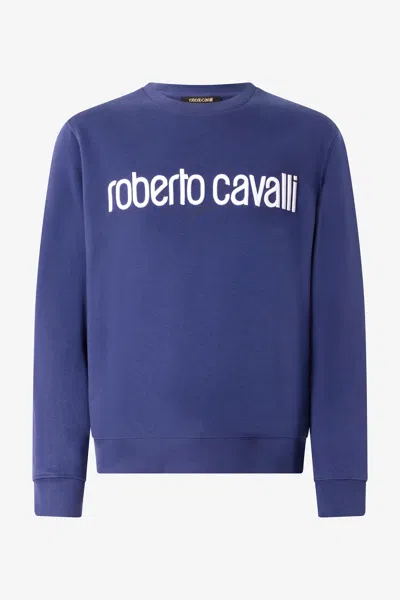Roberto Cavalli Blue Sweatshirt With Logo
