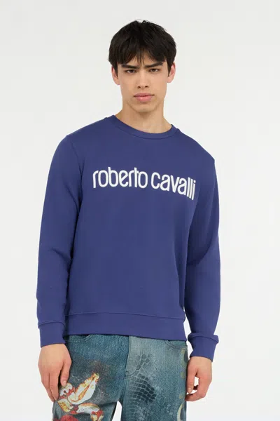 Roberto Cavalli Blue Sweatshirt With Logo