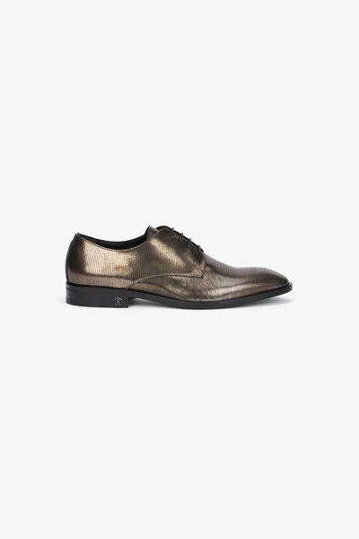 Roberto Cavalli Brown Lace-up Leather Loafers With Python Effect