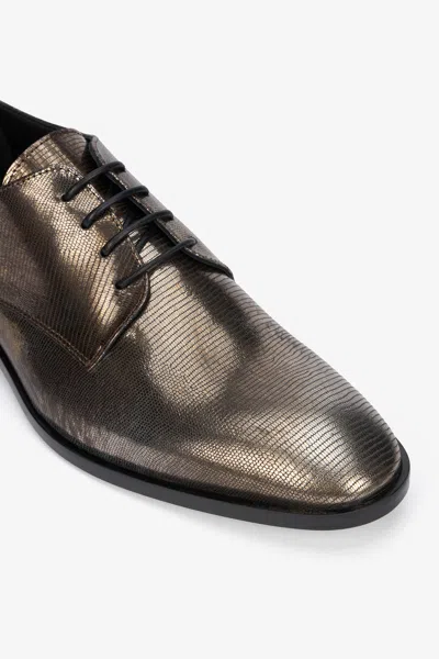 Roberto Cavalli Brown Lace-up Leather Loafers With Python Effect