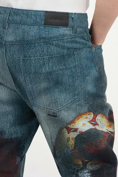 Roberto Cavalli Jeans With Rose And Snake Print