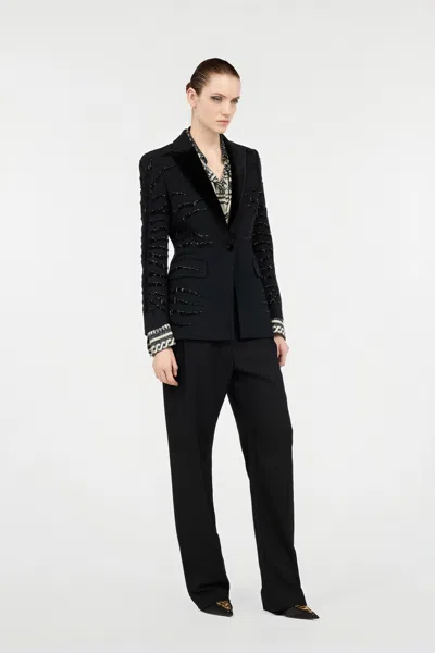 Roberto Cavalli Black Jacket With Zebra Sequin Pattern