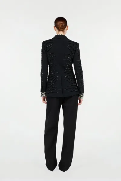 Roberto Cavalli Black Jacket With Zebra Sequin Pattern