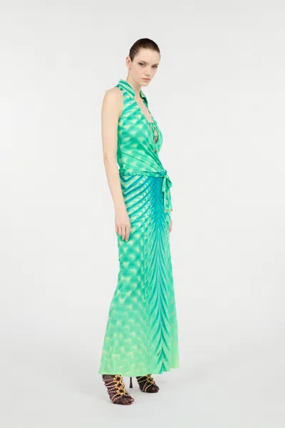 Roberto Cavalli Long Dress With Optical Glass Print