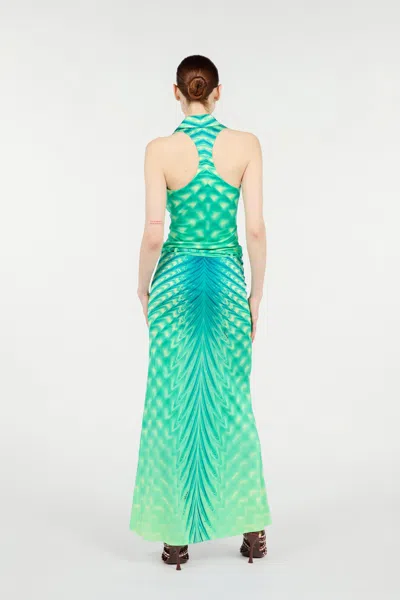 Roberto Cavalli Long Dress With Optical Glass Print