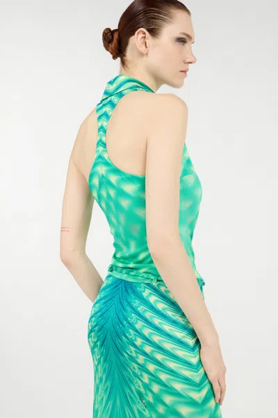 Roberto Cavalli Long Dress With Optical Glass Print