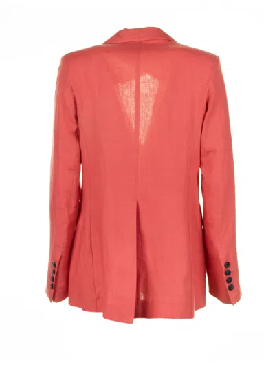 Eleventy Coral Double-breasted Linen Jacket