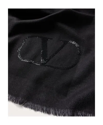 Valentino Vlogo Signature Cashmere And Silk Shawl With Lurex Logo