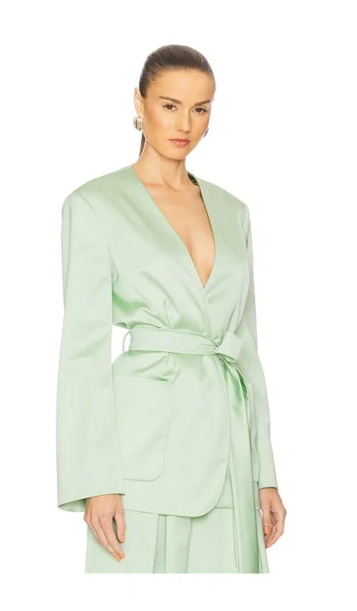 The Andamane Wes Collarless Blazer In Green