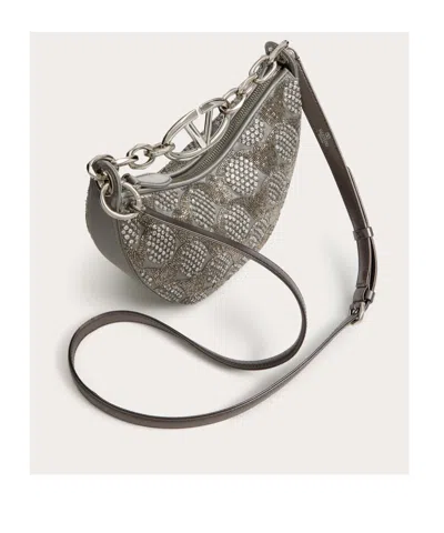 Valentino Mini Vlogo Moon Hobo Bag With Embroidery And Chain