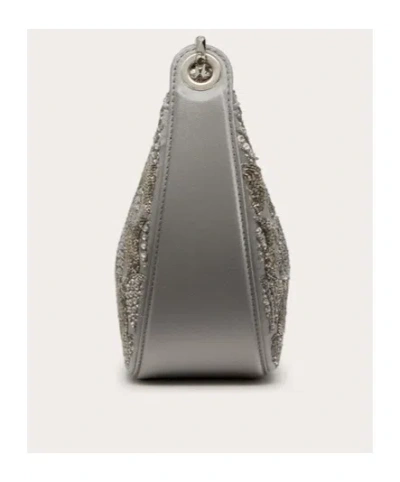 Valentino Mini Vlogo Moon Hobo Bag With Embroidery And Chain