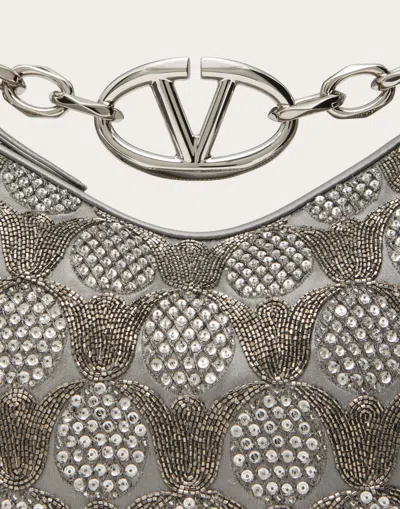 Valentino Mini Vlogo Moon Hobo Bag With Embroidery And Chain