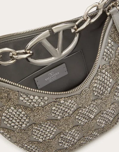 Valentino Mini Vlogo Moon Hobo Bag With Embroidery And Chain