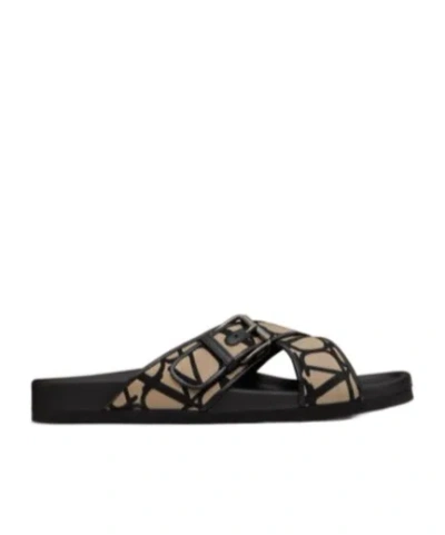 Valentino Fussfriend Slide Sandal In Toile Iconographe Technical Fabric